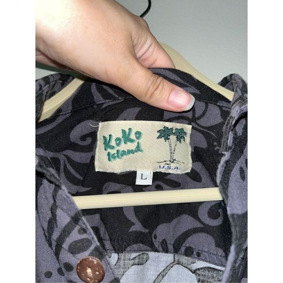 Koko Island Hawaiian Shirt Mens L Floral Beer Theme Made in USA - Picture 2 of 3